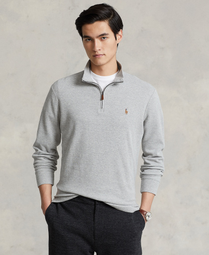 Polo Ralph Lauren Men's Estate-Rib Cotton Quarter-Zip Sweater - Andover Heather