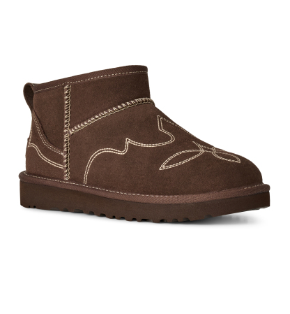 UGG® Women's Classic Ultra Mini Western Slip-On Booties - Burnt Cedar