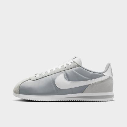 Men's Nithtke Cortez TXT Casual Shoes - Flat Silver/White - Left shoe facing left. Outside of the shoe.