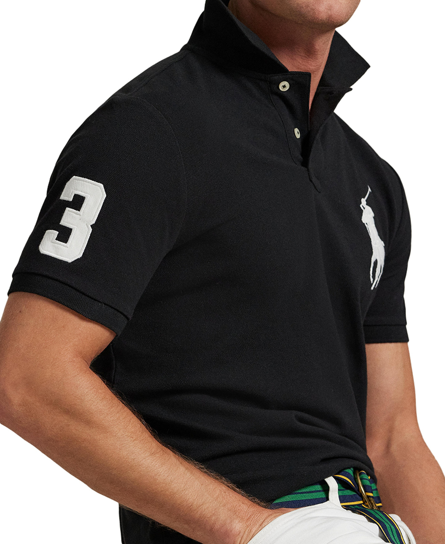 Polo Ralph Lauren Men's Big Pony Custom Slim-Fit Mesh Polo Shirt - Polo Black