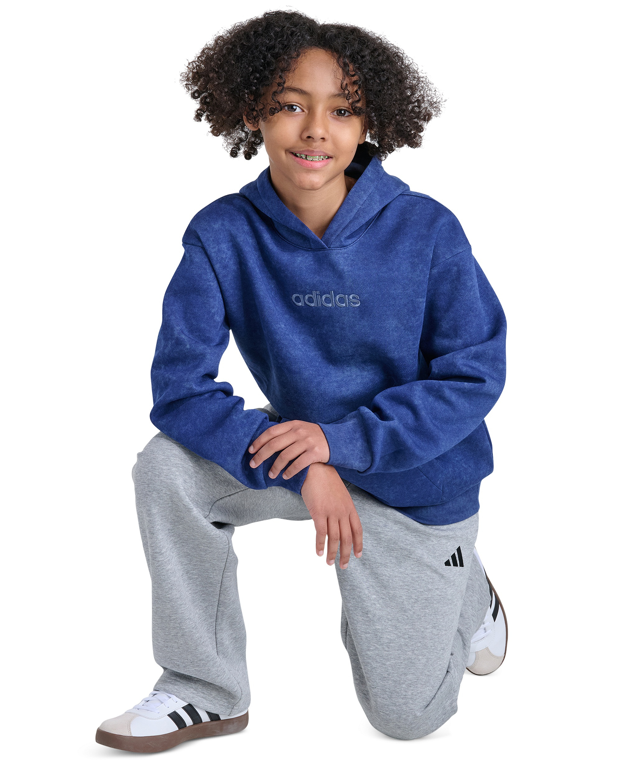 adidas Boys' 8-20 Long-Sleeve Hoodie - Dark Blue