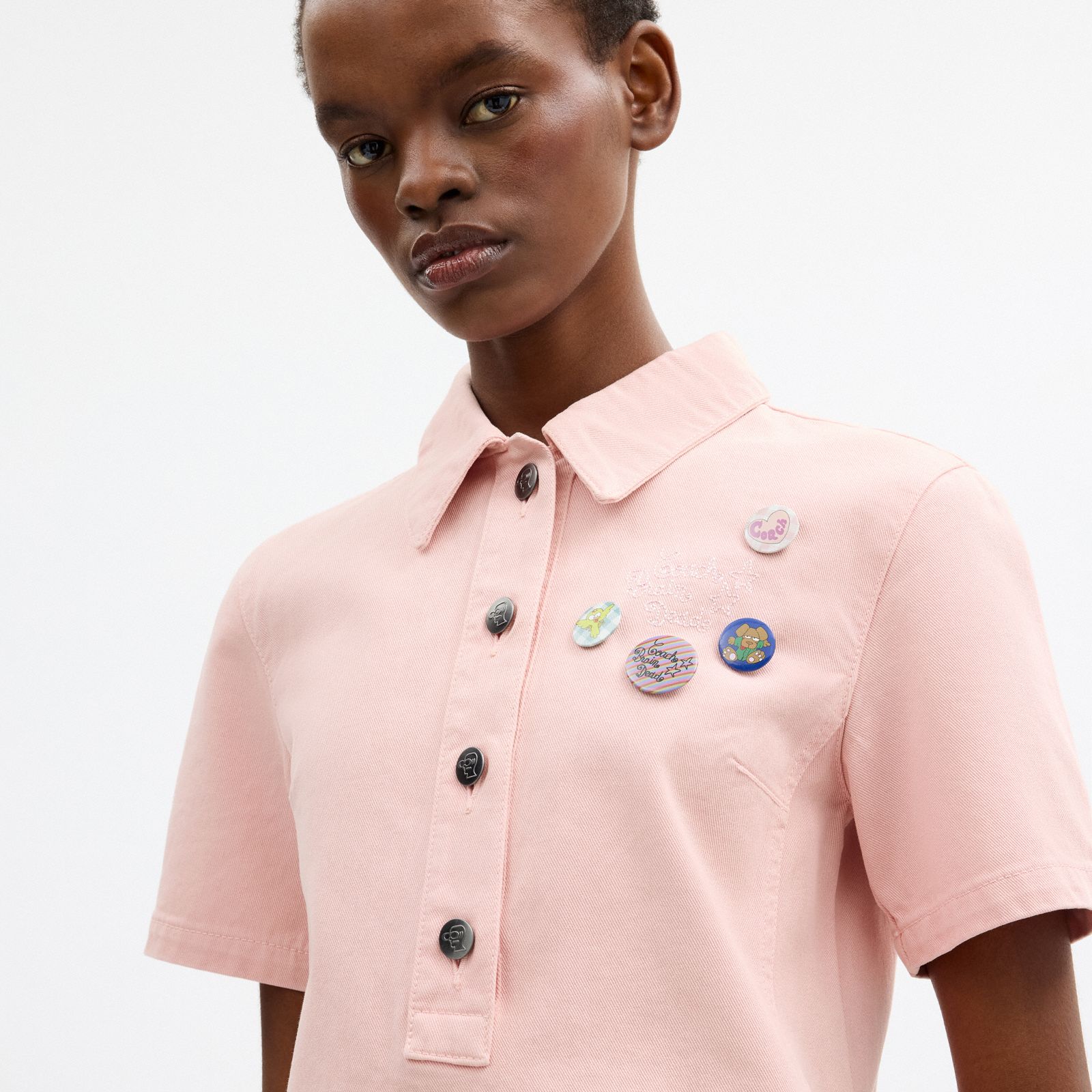 Coach | Brain Dead Short Sleeve Denim Mini Dress - Pink - view 4