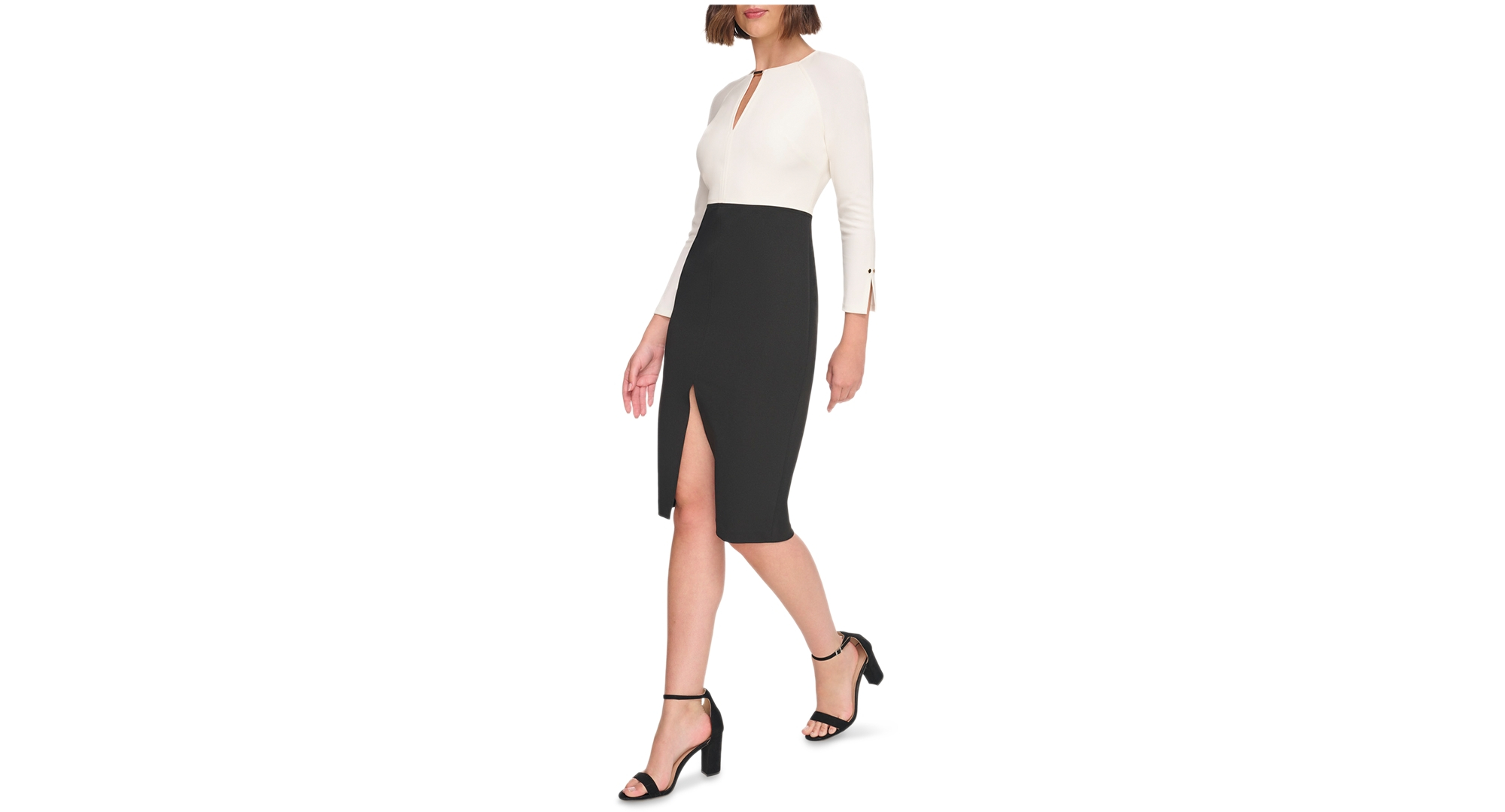 Tommy Hilfiger Women's Keyhole-Neck Sheath Dress - Cream.black