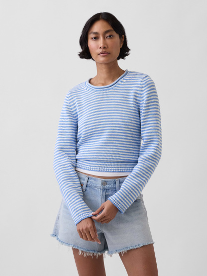 100% Cotton Rollneck Sweater - Blue stripe