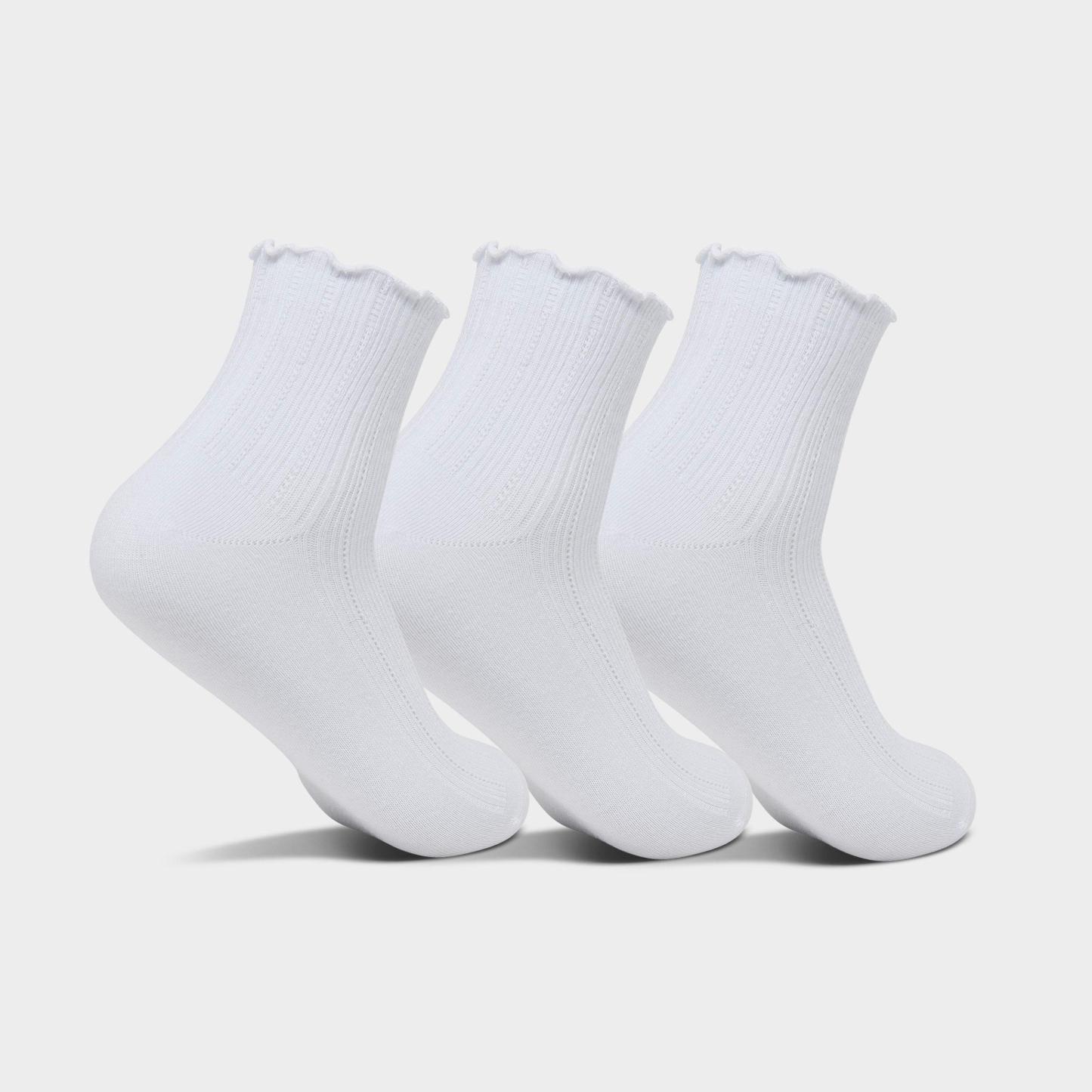 Women's adidas Originals Ruffle Quarter Socks (3-Pack) - White/Black