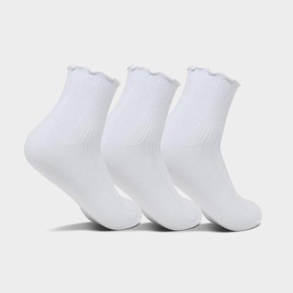 Women's adidas Originals Ruffle Quarter Socks (3-Pack) - White/Black