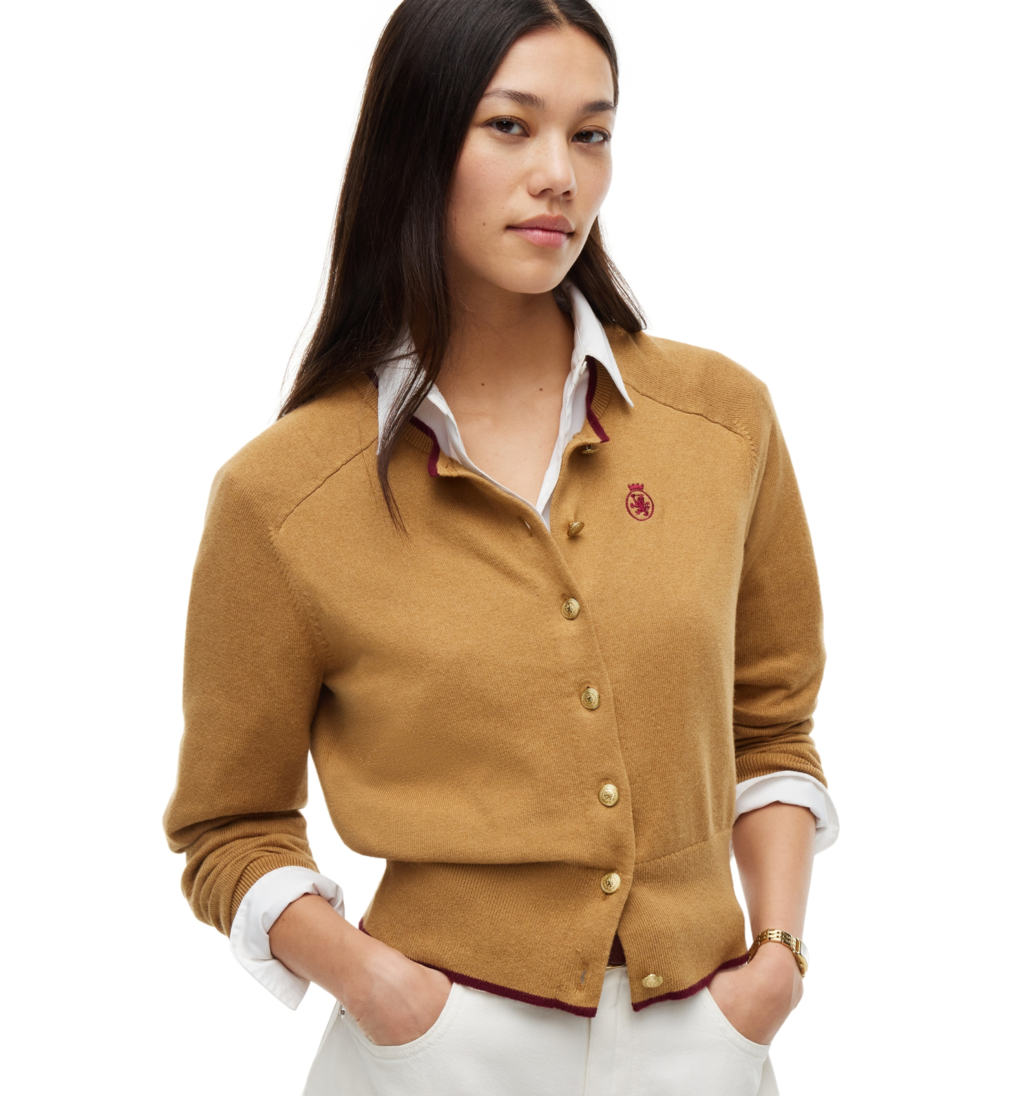 Tommy Hilfiger Women's American Icons Crewneck Cardigan, Macy's Exclusive - Sahara