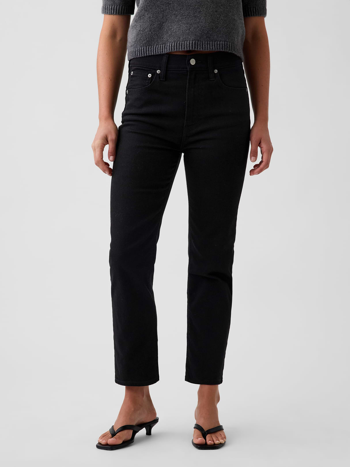 High Rise ’90s Slim Straight Crop Jeans - Black wash