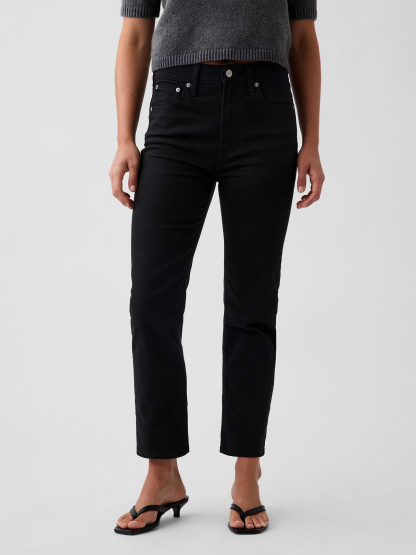 High Rise ’90s Slim Straight Crop Jeans - Black wash