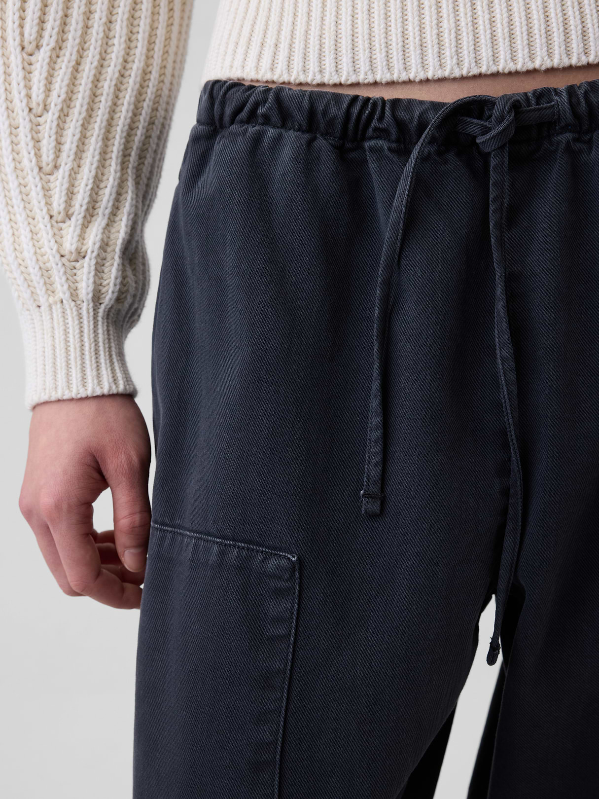 Easy Double-Knee Barrel Pants - Black