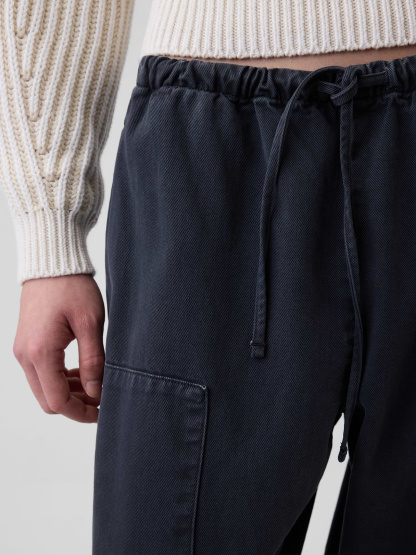 Easy Double-Knee Barrel Pants - Black