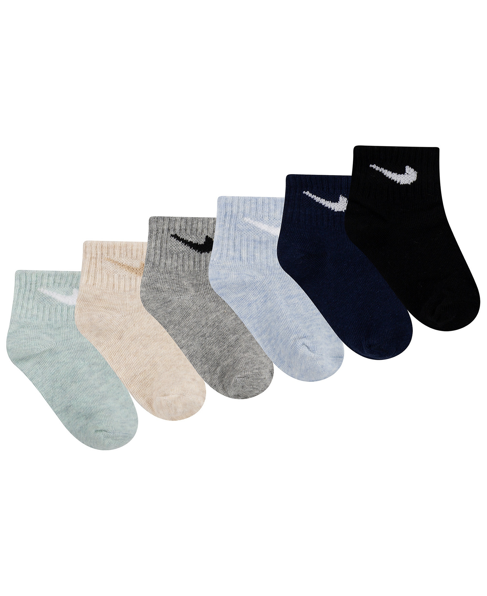 Nike Baby and Toddler Boys' and Baby Girls' Swoosh Ankle Socks, 6-Pack - Blue/White