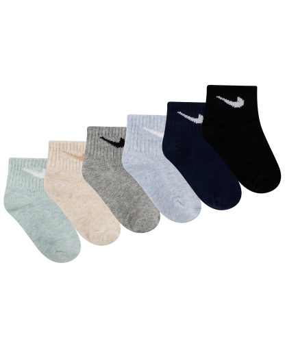 Nike Baby and Toddler Boys' and Baby Girls' Swoosh Ankle Socks, 6-Pack - Blue/White