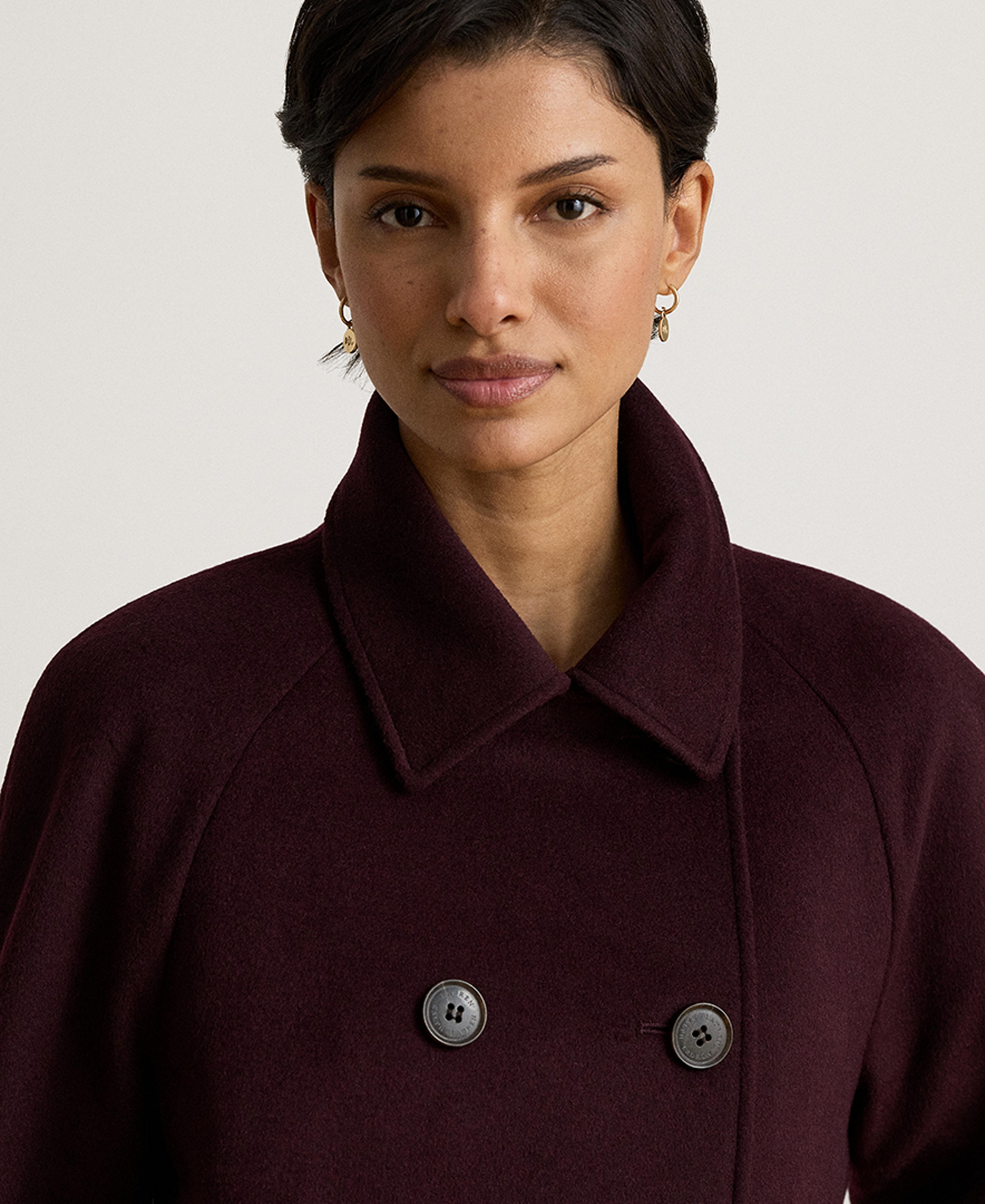 Lauren Ralph Lauren Women's Short Double Breasted Wool Coat - Pinot Noir