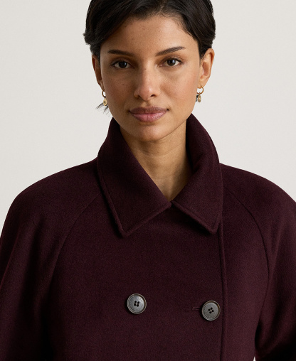 Lauren Ralph Lauren Women's Short Double Breasted Wool Coat - Pinot Noir