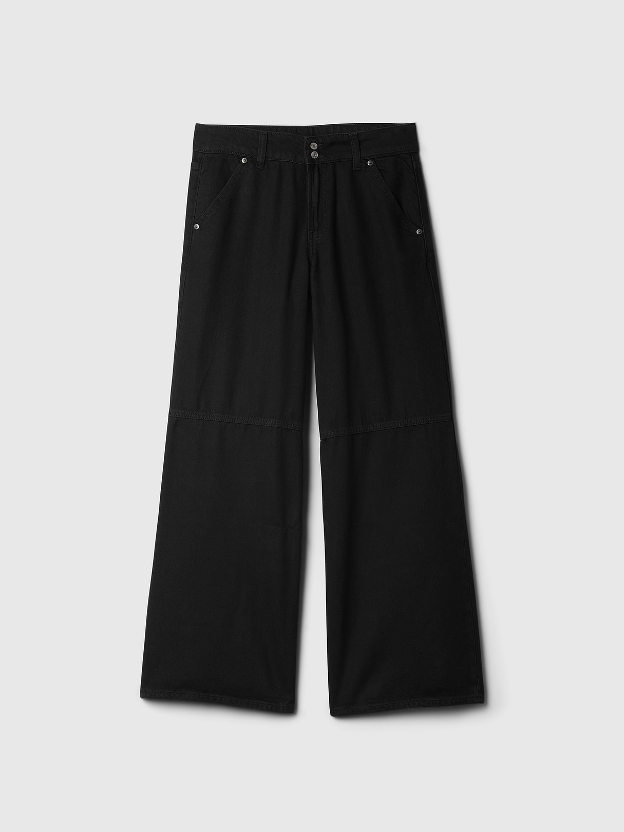 Mid Rise Denim Stripe Baggy Jeans - Black noir