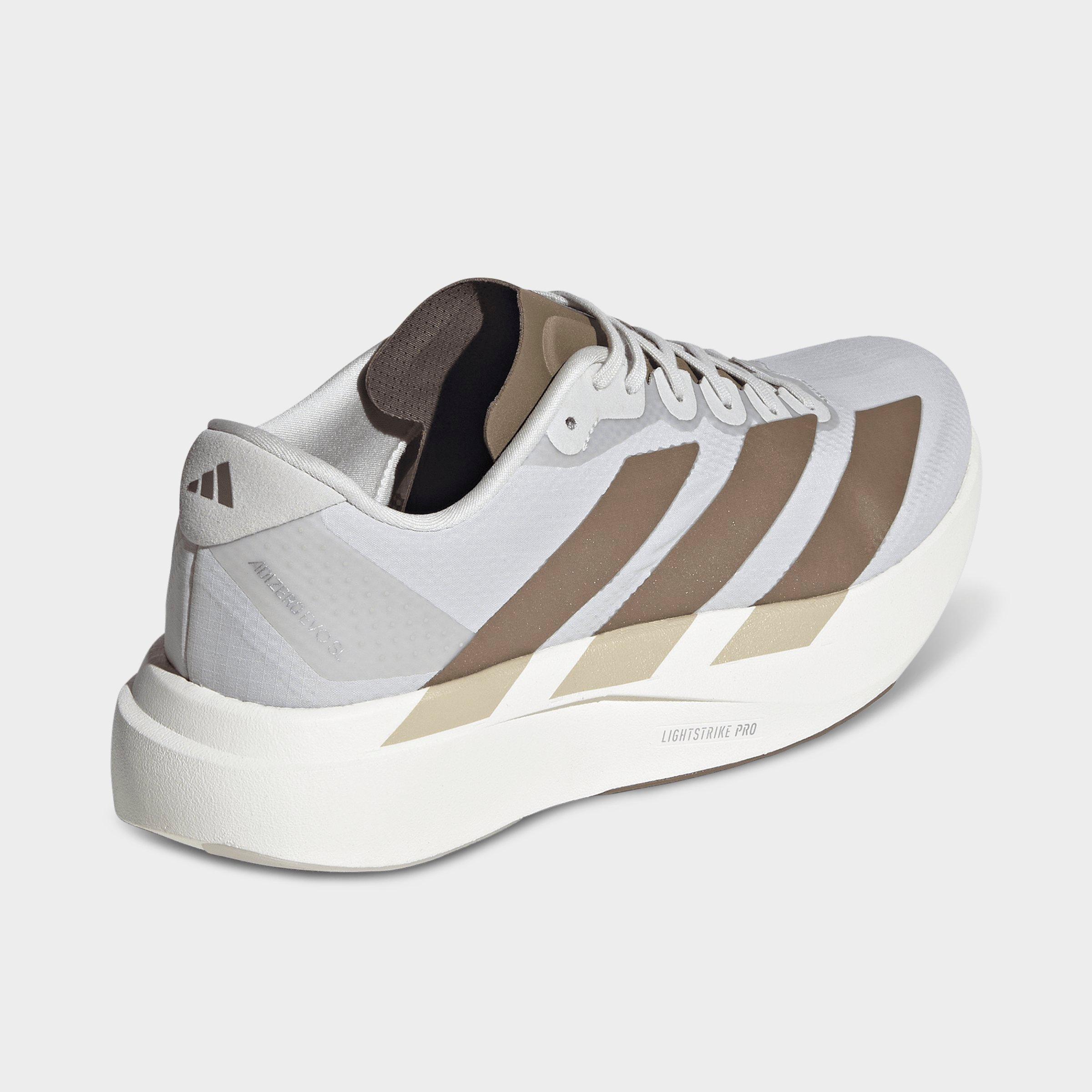 Men's adidas Adizero EVO SL Woven Running Shoes - Part 2 - Grey/Grey/Khaki - Back view