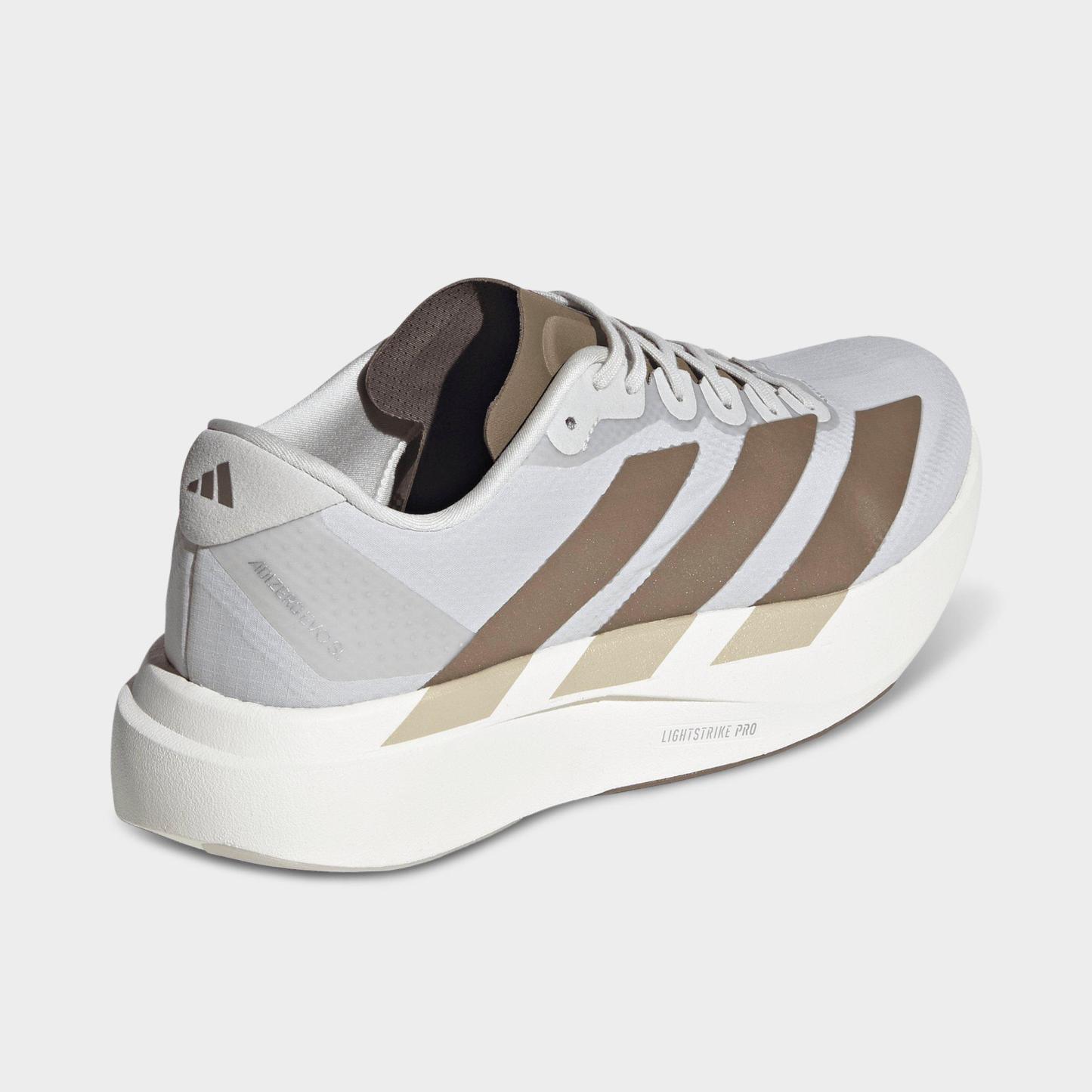 Men's adidas Adizero EVO SL Woven Running Shoes - Part 2 - Grey/Grey/Khaki - Back view