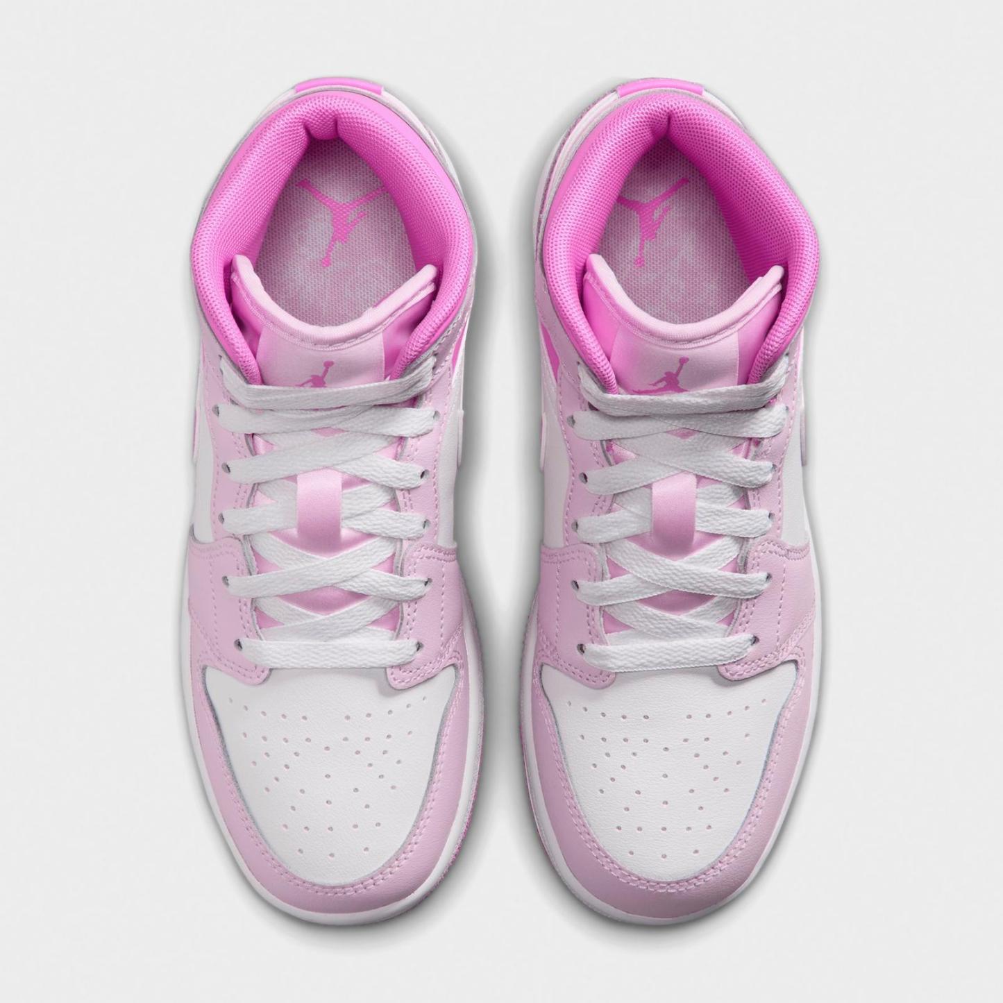 Big Kids' Air Jordan Retro 1 Mid Casual Shoes - Pink Foam/China Rose/White/Pink Foam - view 5