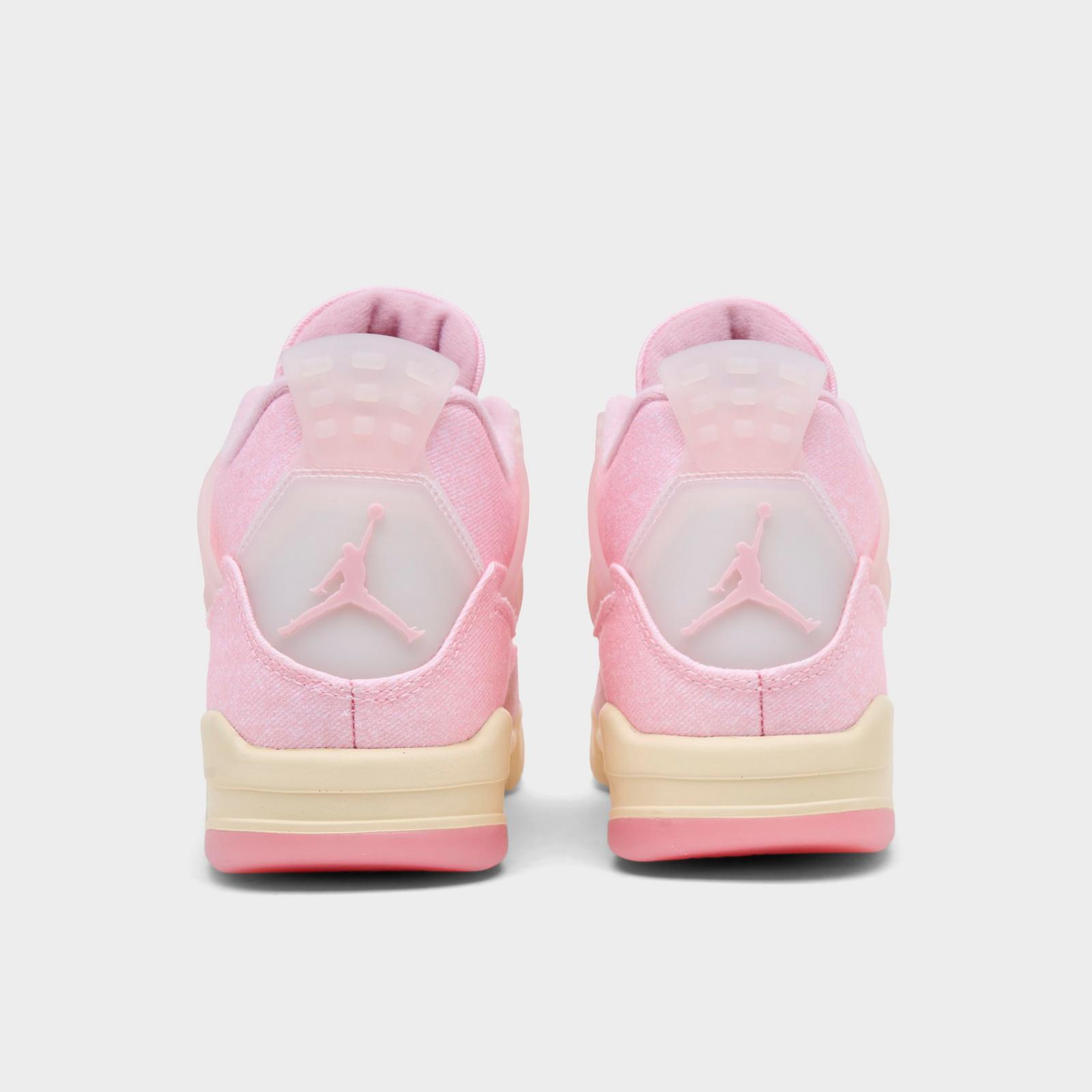 Women's Air Jordan Retro 4 Textile Casual Shoes - Pearl Pink/Iced Carmine/Coconut Milk/Muslin - view 4