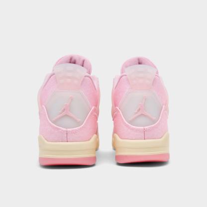 Women's Air Jordan Retro 4 Textile Casual Shoes - Pearl Pink/Iced Carmine/Coconut Milk/Muslin - view 4