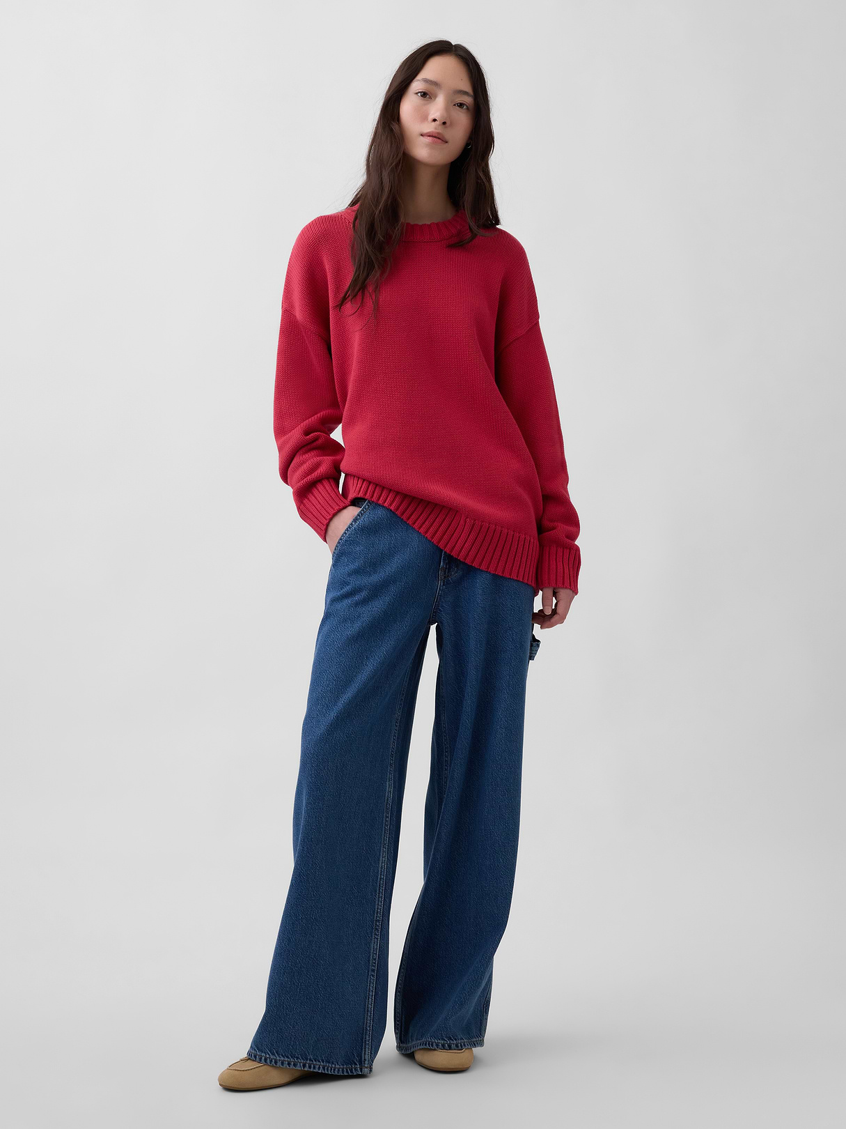 100% Cotton Oversized Sweater - chakra red