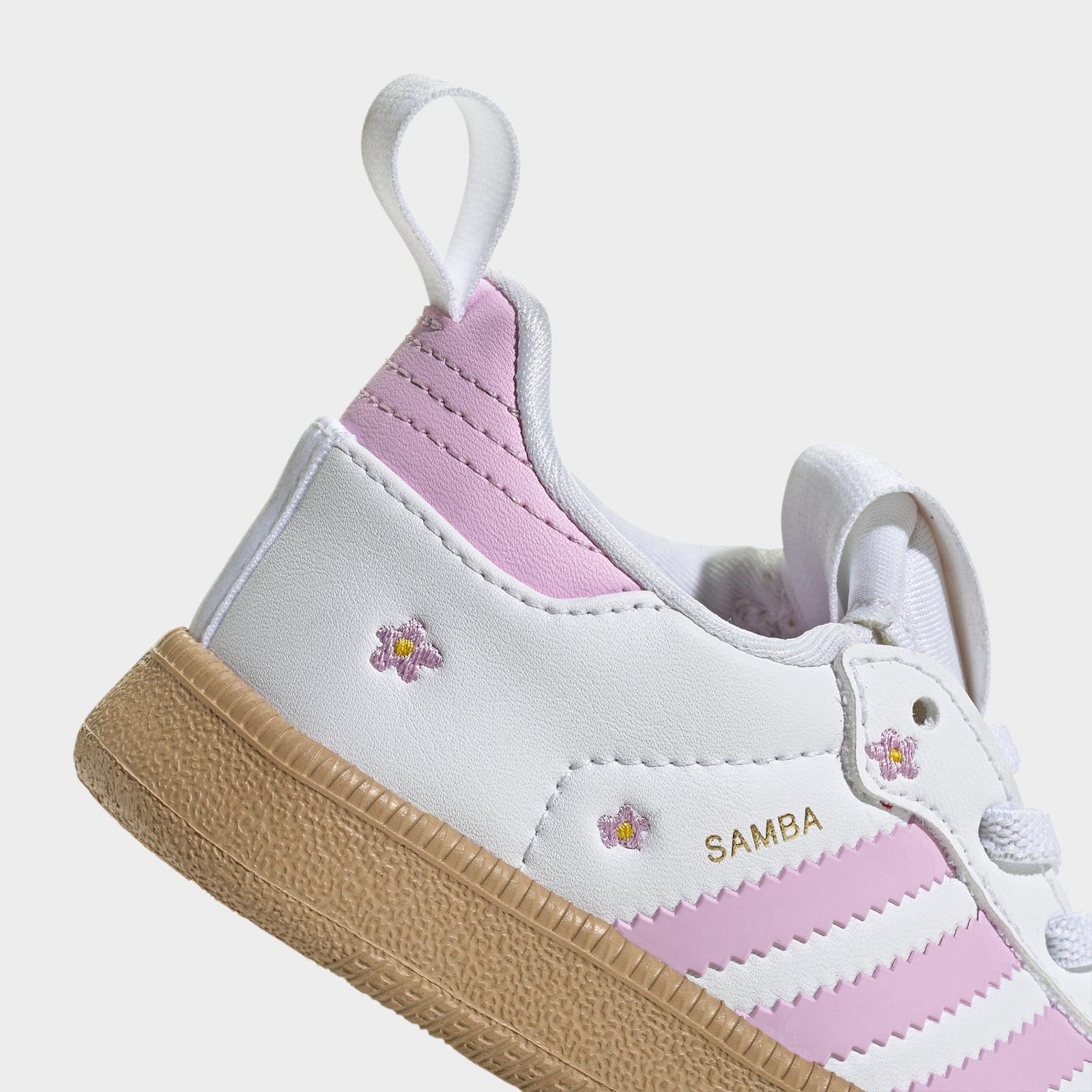 Girls' Toddler adidas Originals Samba Quickon Casual Shoes - Cloud White/Bliss Lilac/Alumina - view 3