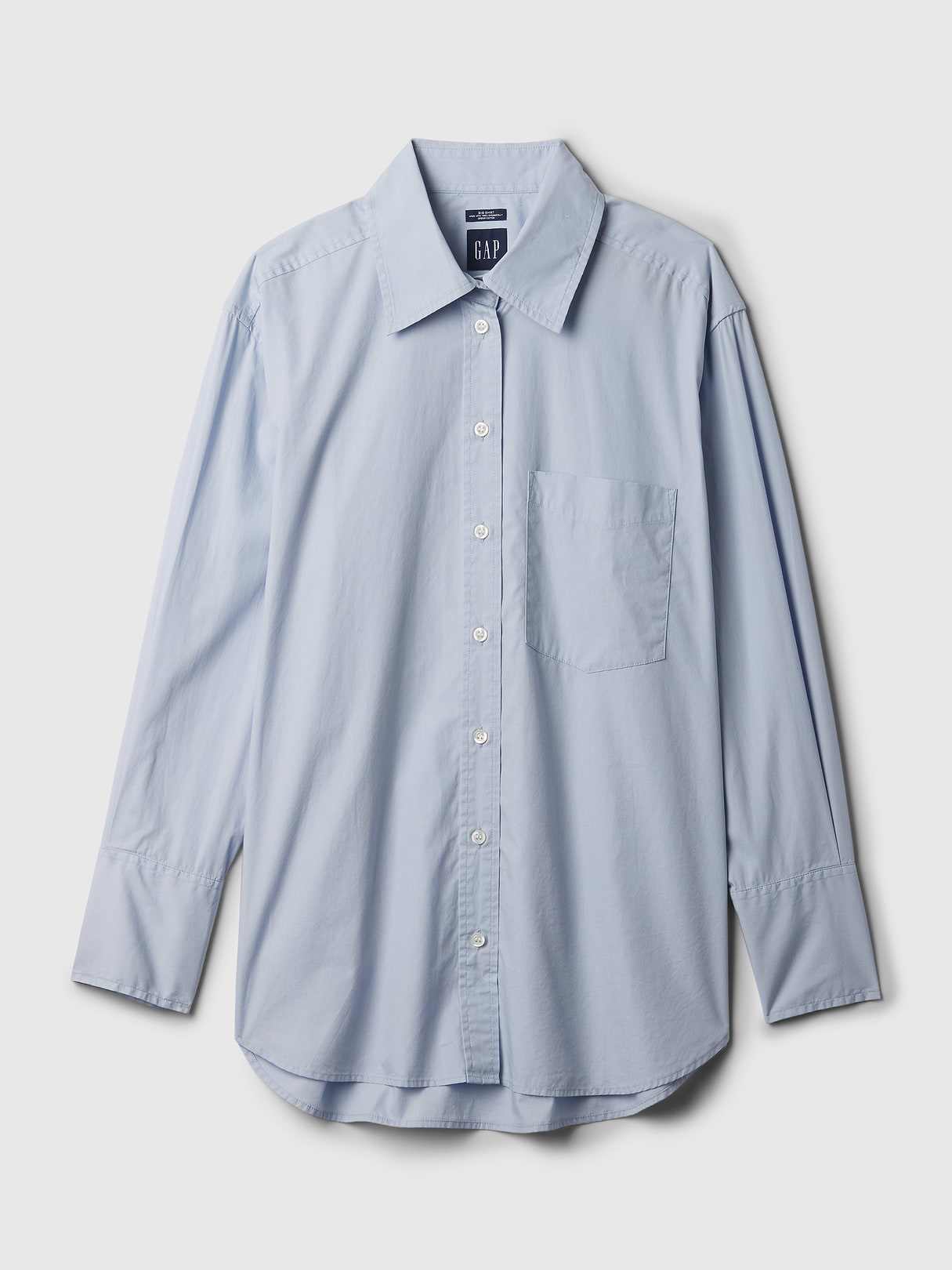 Organic Cotton Poplin Stripe Big Shirt - ice blue