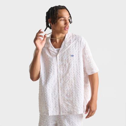 Men's adidas Originals Summer Glow Printed Seersucker Resort Shirt - Off White