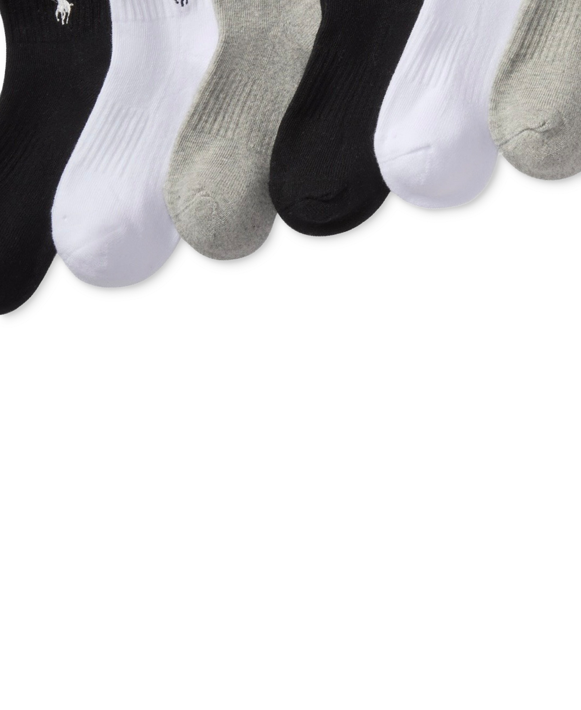 Polo Ralph Lauren Little & Big Boys Solid Quarter Crew Socks, 6-Pack - Gray