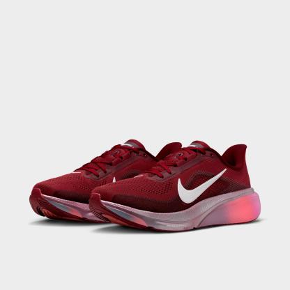 Women's Nithtke Pegasus 42 Running Shoes - Part 1 - Team Red/Atomic Pink/Bordeaux/Barely Green - Both shoes facing left