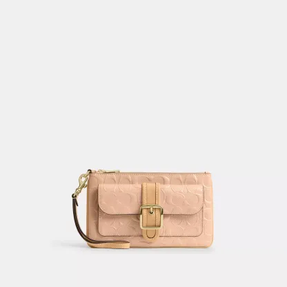 Ashton Wristlet In Signature Leather - Gold/Faded Blush