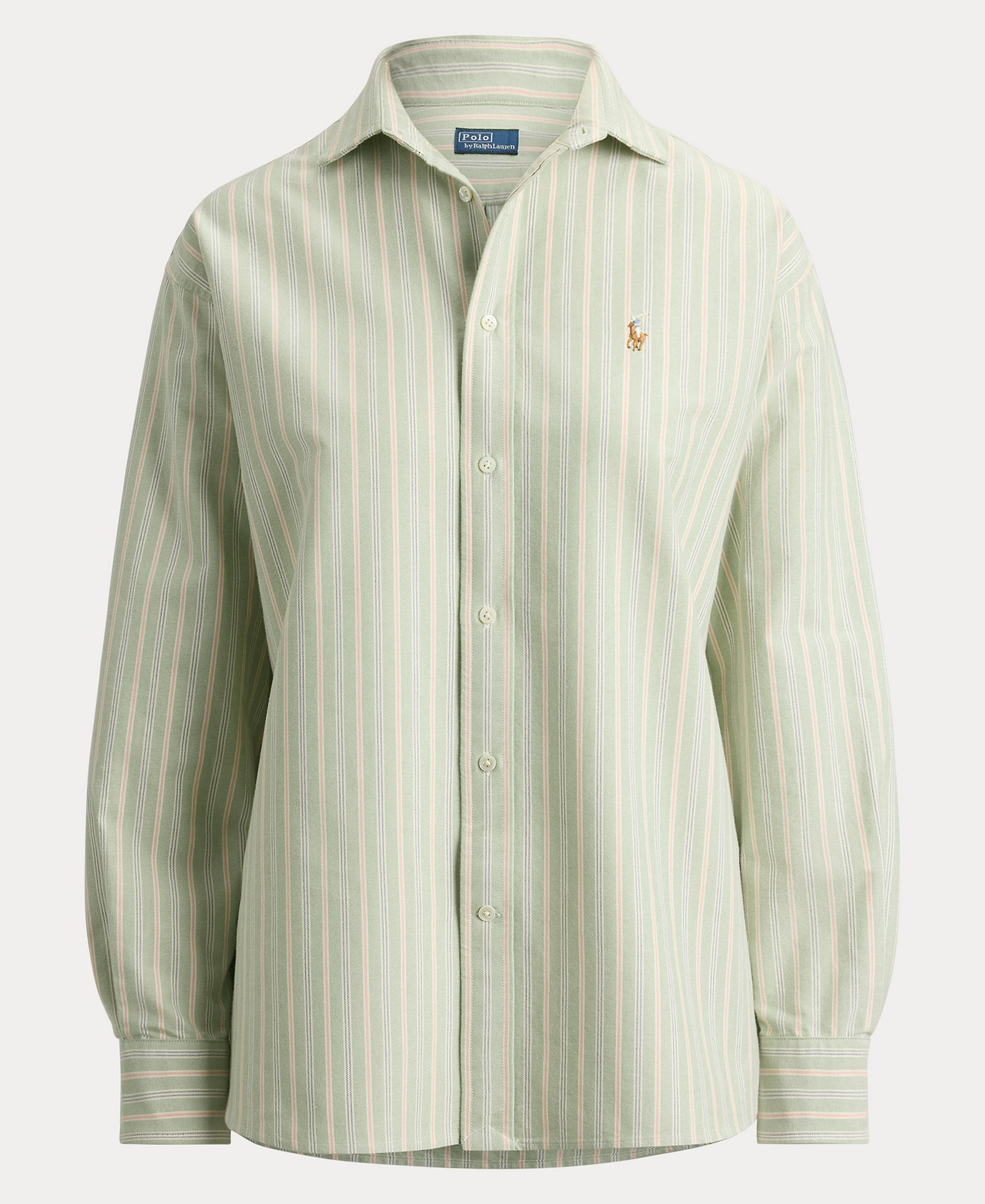 Polo Ralph Lauren Women's Point Collared Relaxed-Fit Shirt - Green Pink