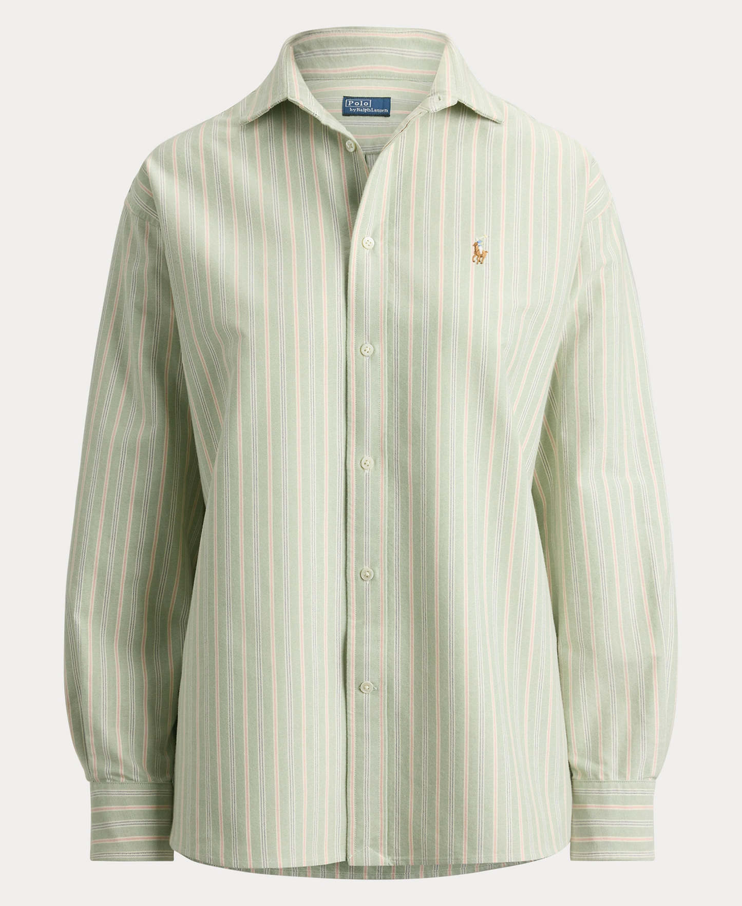 Polo Ralph Lauren Women's Point Collared Relaxed-Fit Shirt - Green Pink