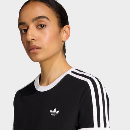 Women's adidas Originals 3-Stripes Slim T-Shirt - Black/White - view 4