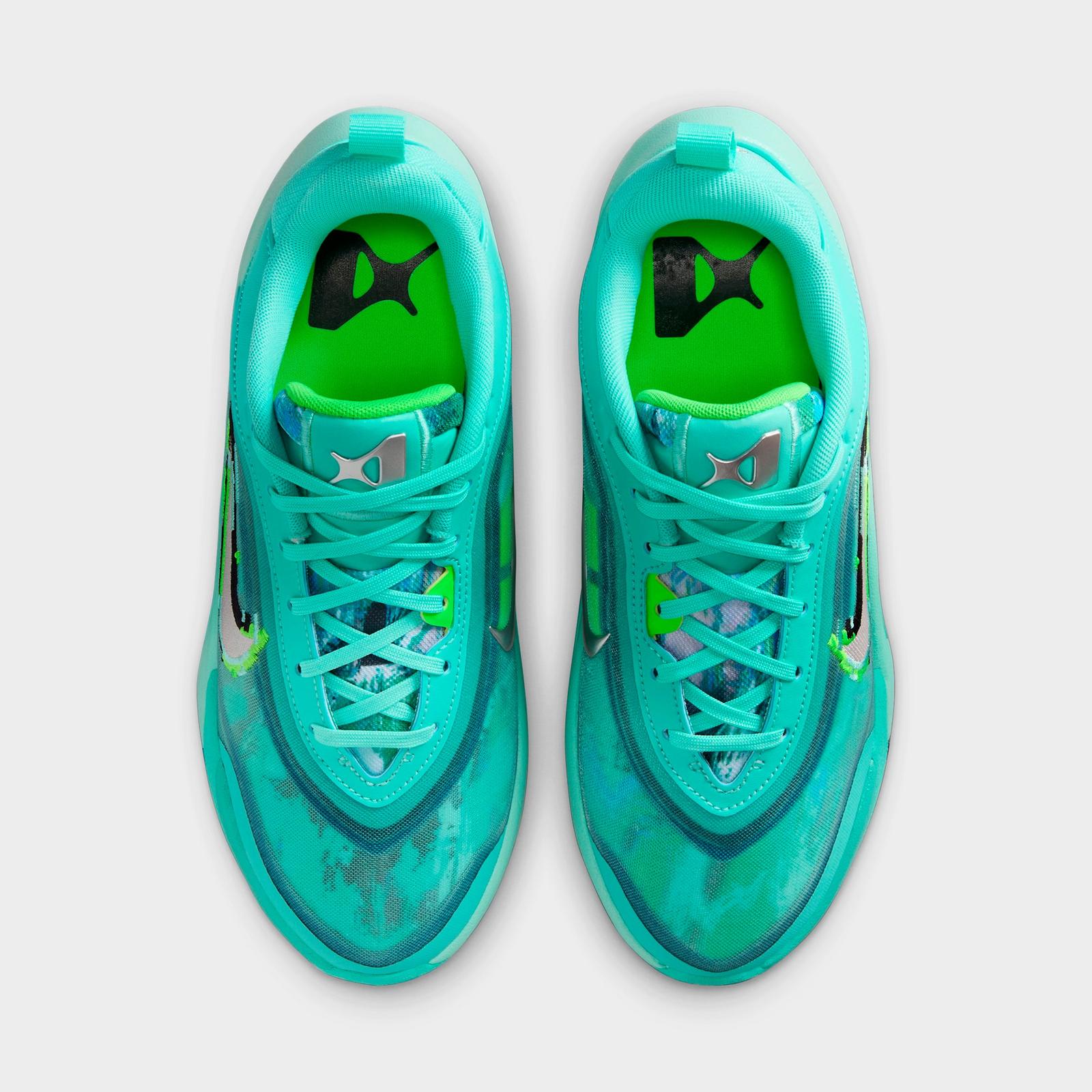 Big Kids' Nike A'One A'ja Wilson Basketball Shoes - Bleached Turquoise/Washed Teal/Geode Teal/Metallic Silver