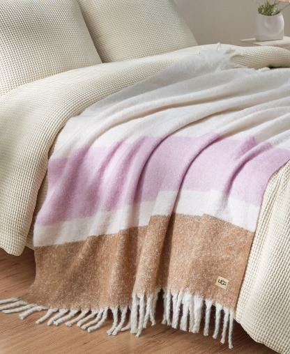 UGG® Simona Faux Mohair Throw, 50" x 70" - Rosetta Stripe