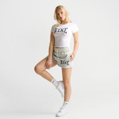 Women's Nike Sportswear Phoenix Fleece 4" High-Waisted Shorts - Pure Platinum/Heather/Midnight Navy