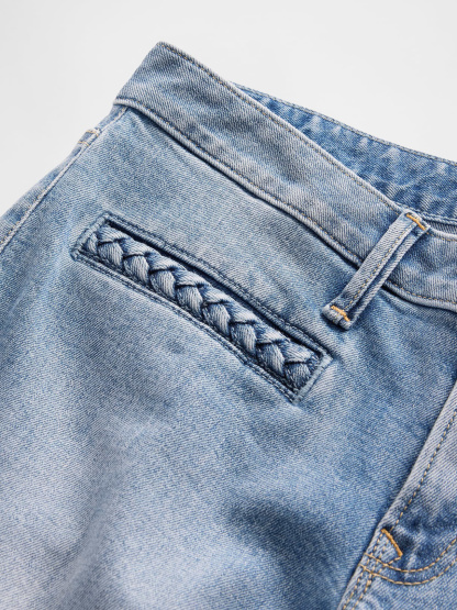 Low Rise Long & Lean Split-Hem Jeans - Light indigo