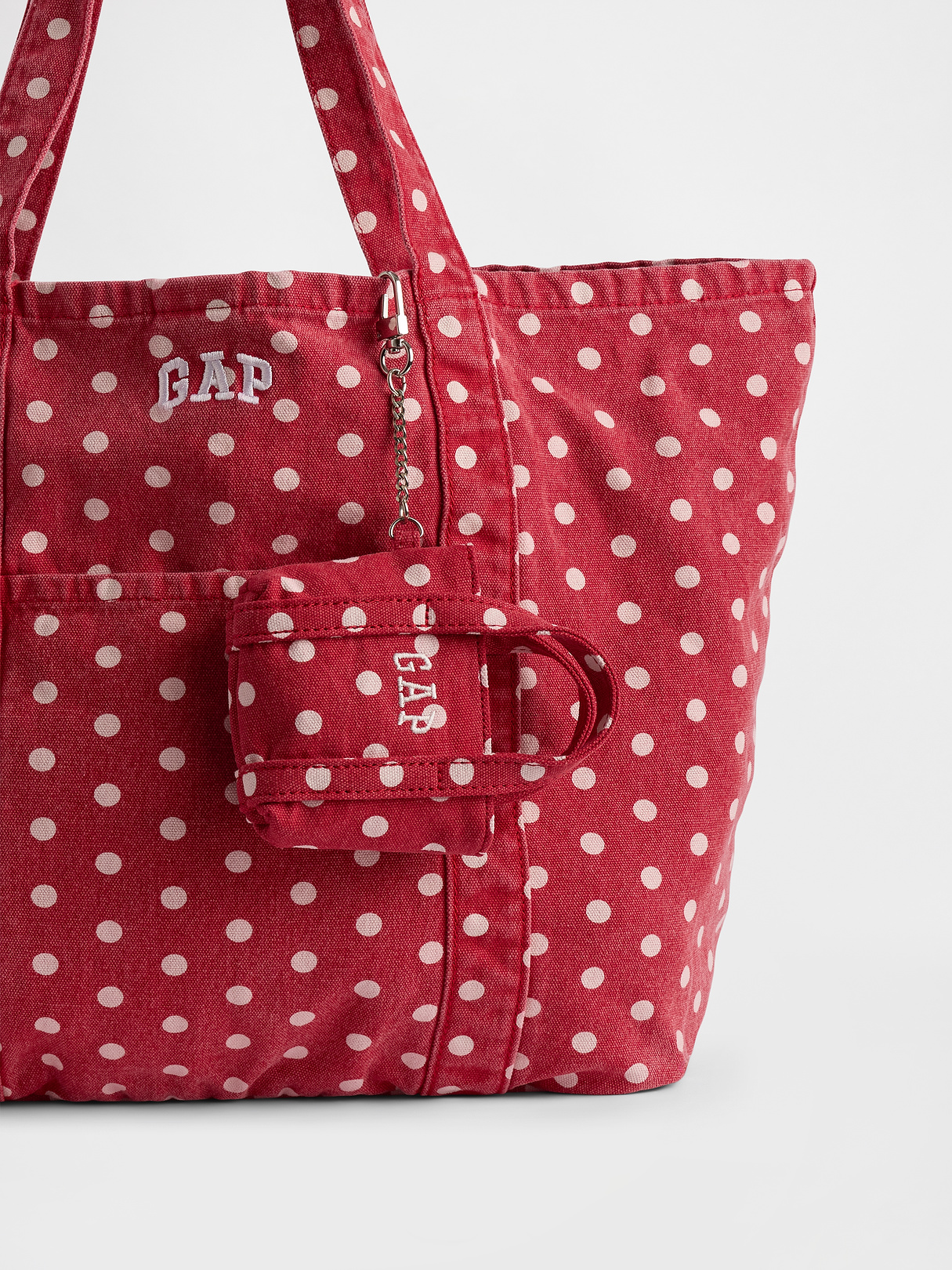 Logo Tote Bag Charm - Red polka dot