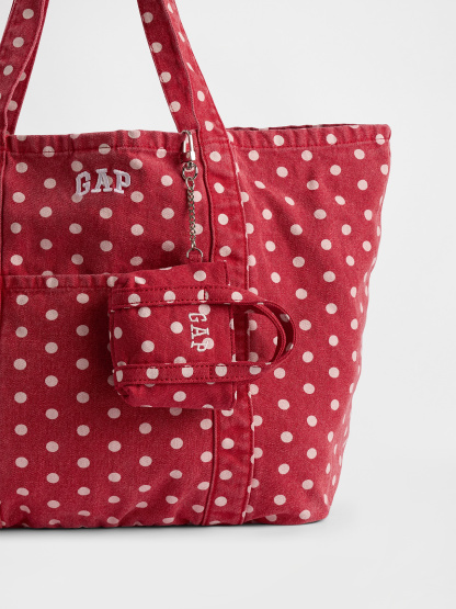 Logo Tote Bag Charm - Red polka dot