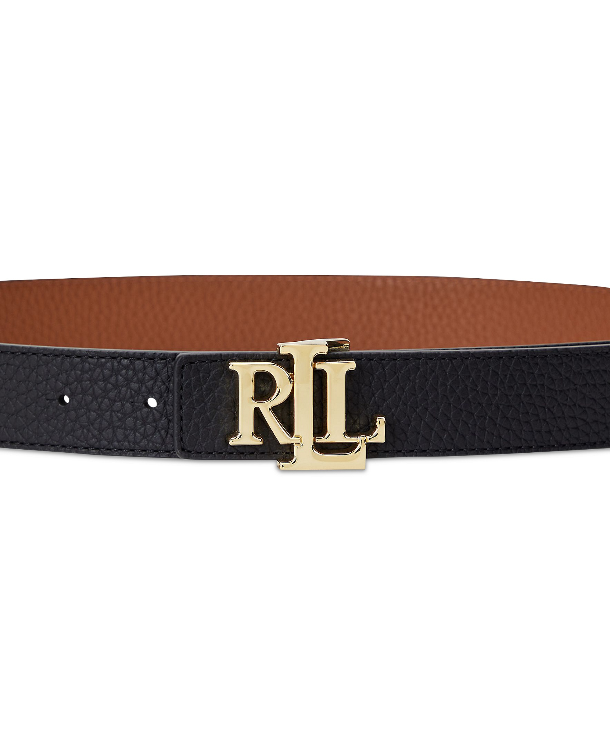 Lauren Ralph Lauren Women's Logo Reversible Pebbled Leather Belt - Black/lauren Tan