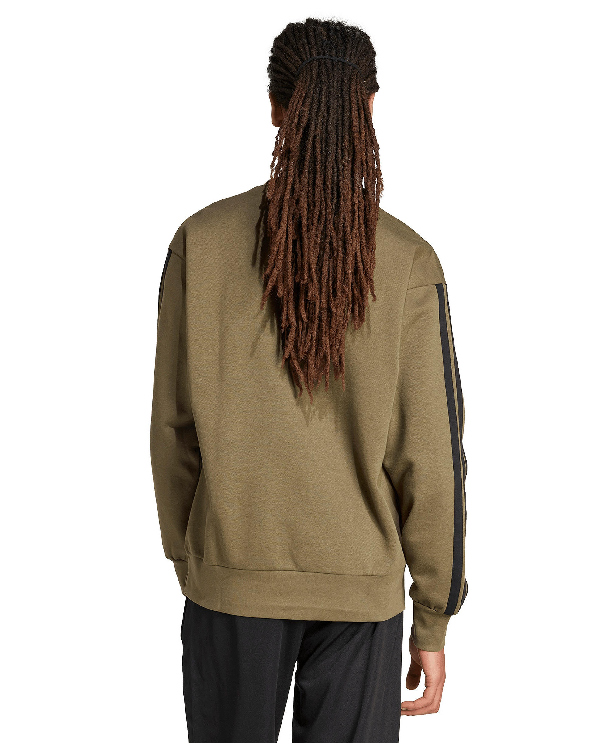 adidas Men's Essentials 3-Stripes Fleece Sweatshirt - Olive Strata
