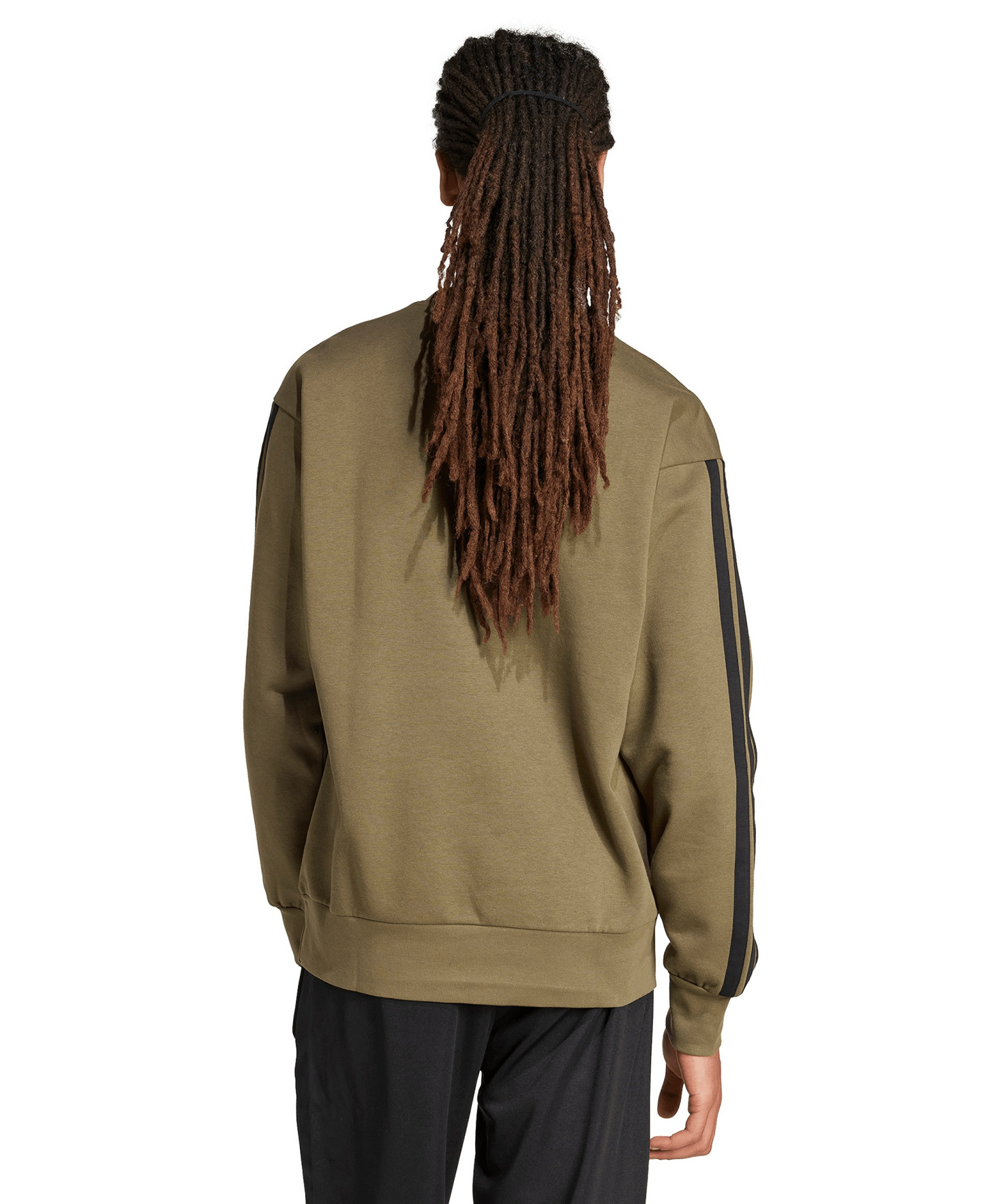 adidas Men's Essentials 3-Stripes Fleece Sweatshirt - Olive Strata