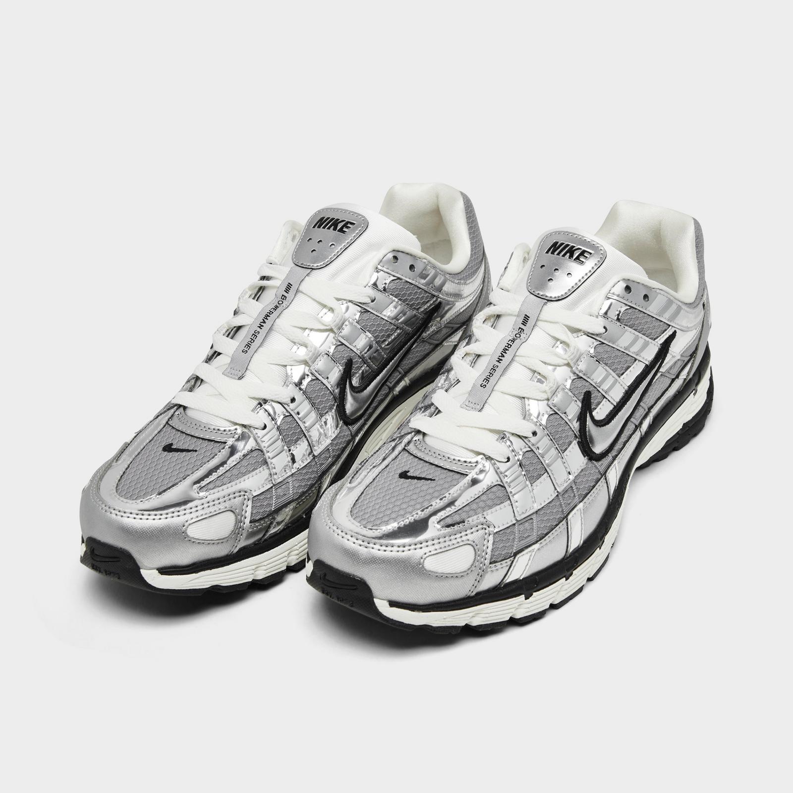 Men's Nike P-6000 Casual Shoes - Metallic Silver/Sail/Black/Metallic Silver