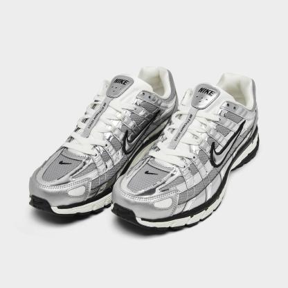 Men's Nike P-6000 Casual Shoes - Metallic Silver/Sail/Black/Metallic Silver