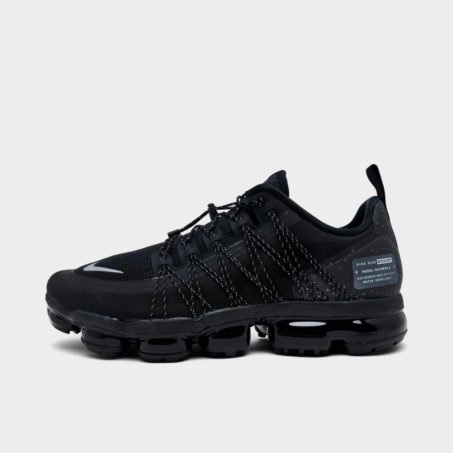 Men's Nike Air VaporMax Run Utility Running Shoes - Black/Reflective Silver/Black/Black