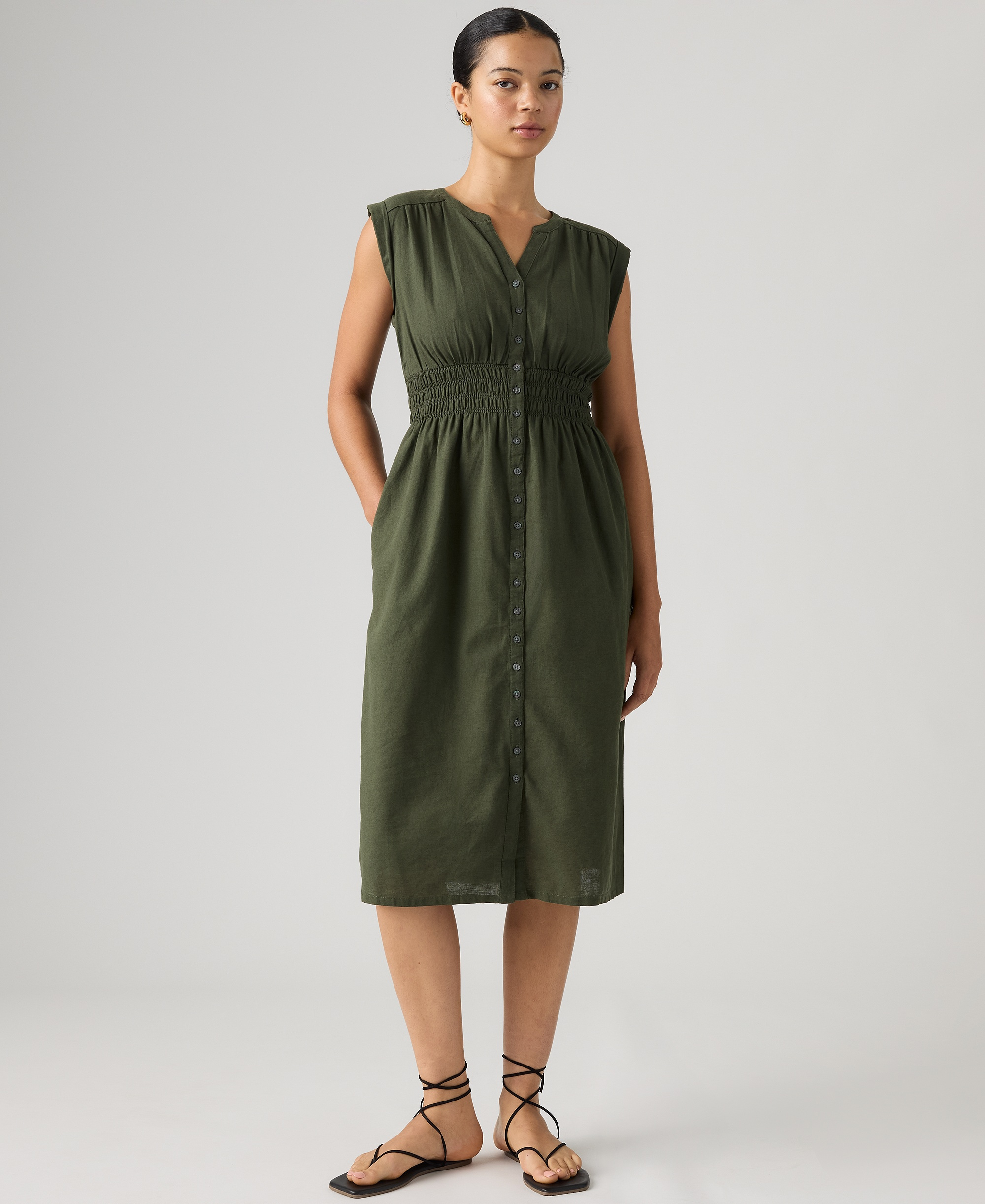 Levi's Women's Beatrice Button-Front Midi Dress - Deep Depth
