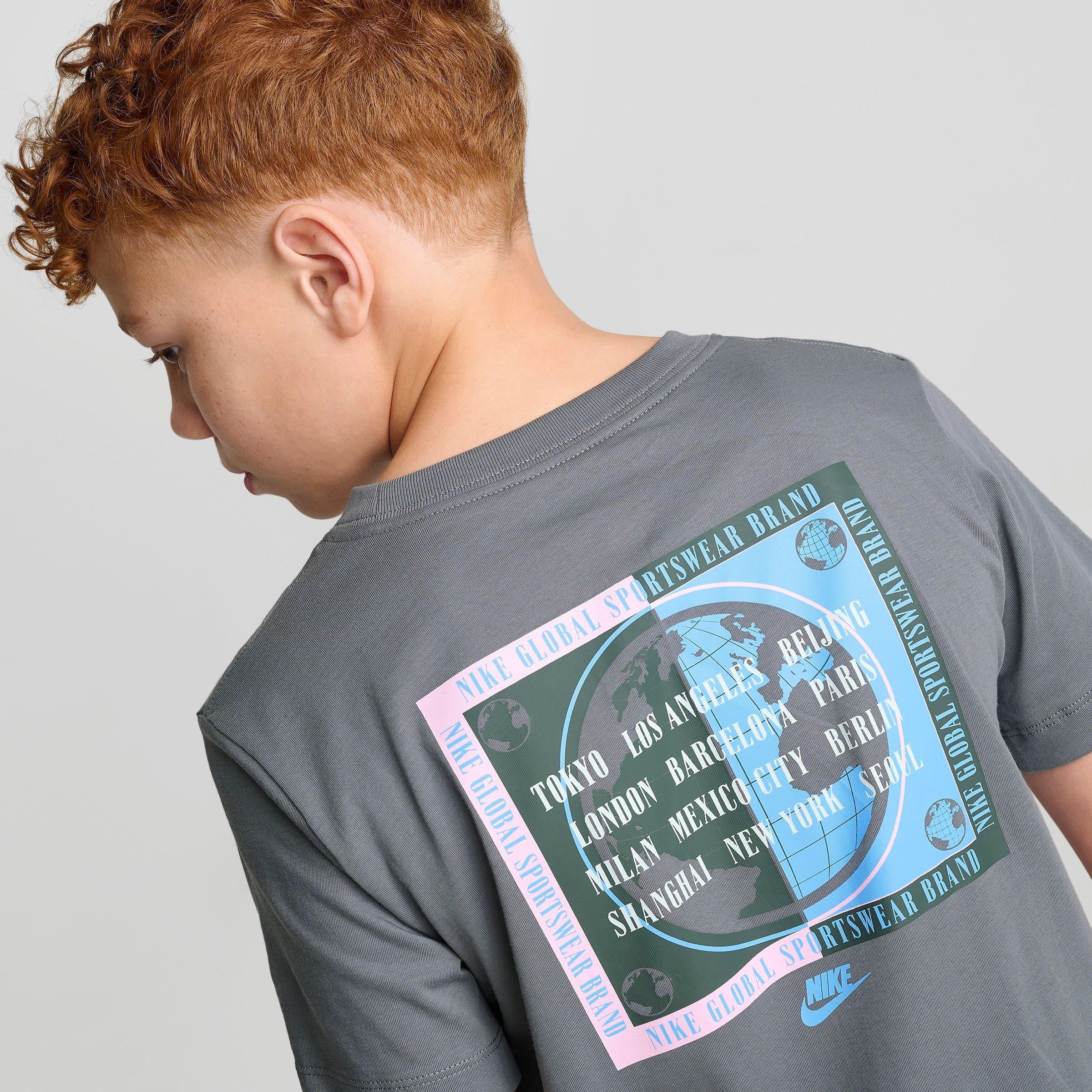Big Kids' Nithtke Sportswear World T-Shirt - Smoke Grey