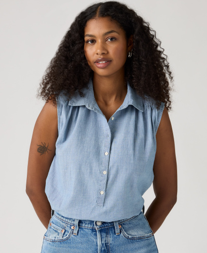 Levi's Women's Londynn Point Collar Relaxed-Fit Top - Alternate Fin